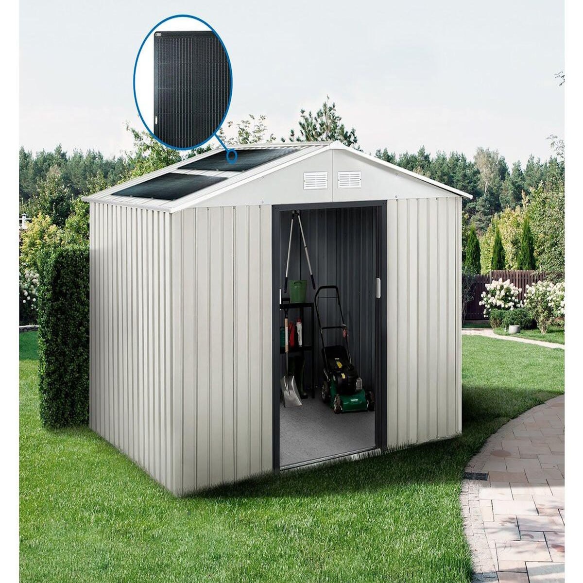 Habitat et Jardin Abri de jardin métal  Nebraska  - 5,29m² avec panneaux solaires