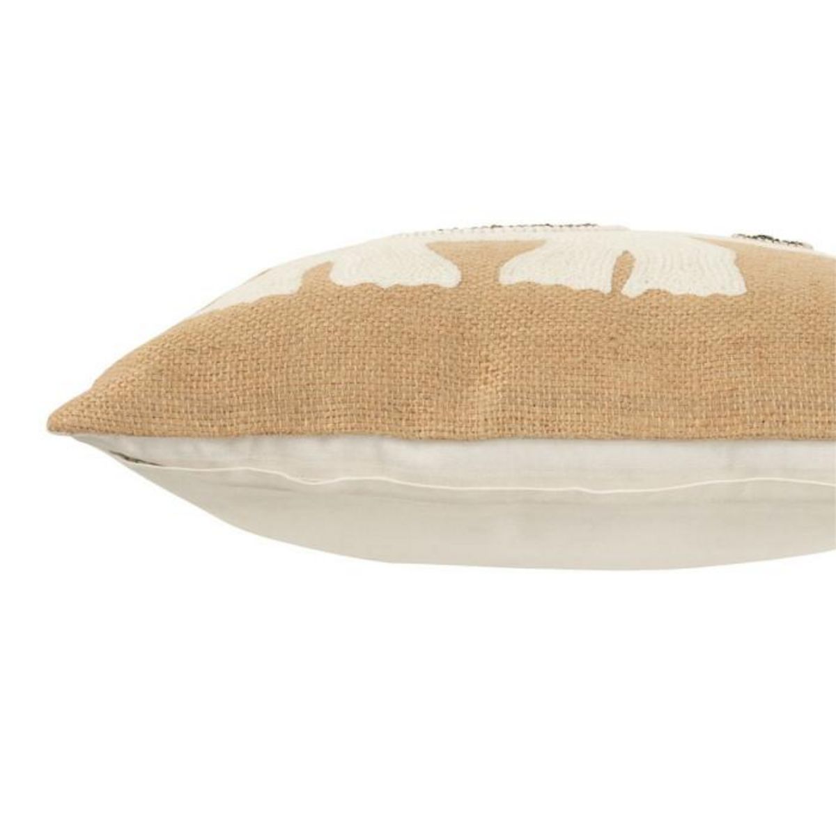 Paris Prix Coussin Déco Jute  Eléphant  45x45cm Beige & Blanc