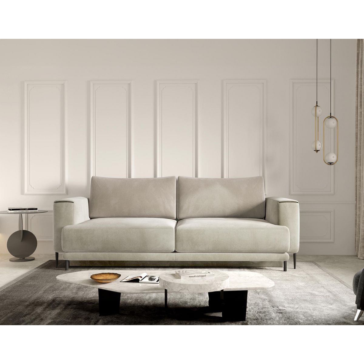 BEST MOBILIER Bucay - canapé 3 places - convertible avec coffre - en velours