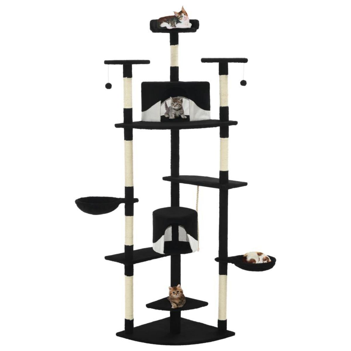 VIDAXL Arbre a chat avec griffoirs en sisal 203 cm noir et blanc