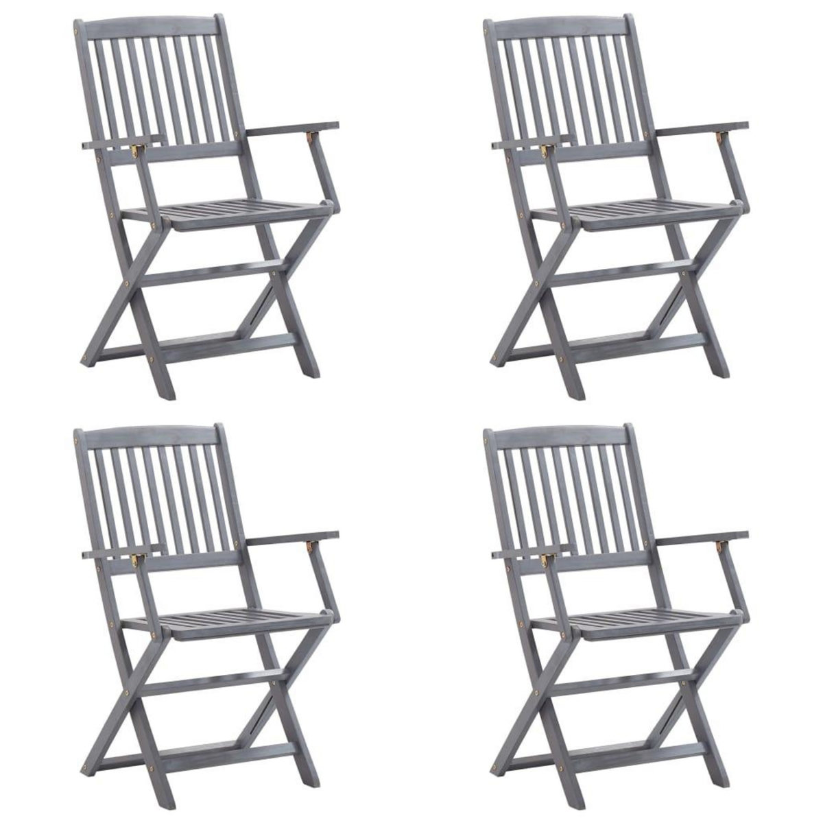 VIDAXL Chaises pliables d'exterieur lot de 4 et coussins Bois d'acacia