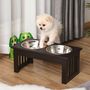 Voir la diapositive 2 : PAWHUT Gamelle double chien chat Porte-gamelles surélevé dim. 44L x 24l x 15H cm 2 gamelles acier inox. incluses MDF