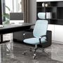 Voir la diapositive 2 : VINSETTO Chaise de bureau ergonomique - appui-tête réglable, soutien lombaire, hauteur réglable, pivotante - polyester bleu