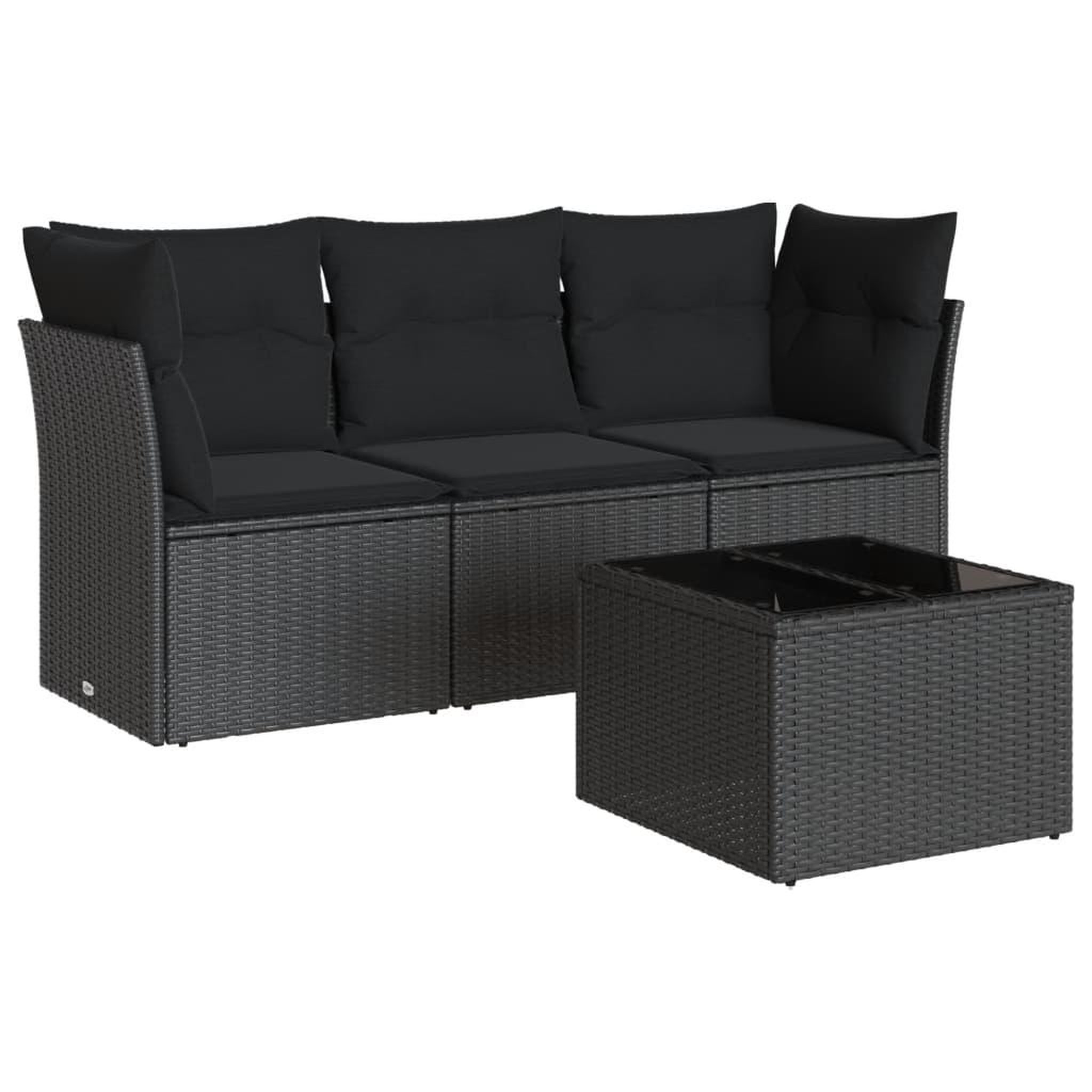Voir la diapositive 2 : VIDAXL Salon de jardin 4 pcs avec coussins noir resine tressee