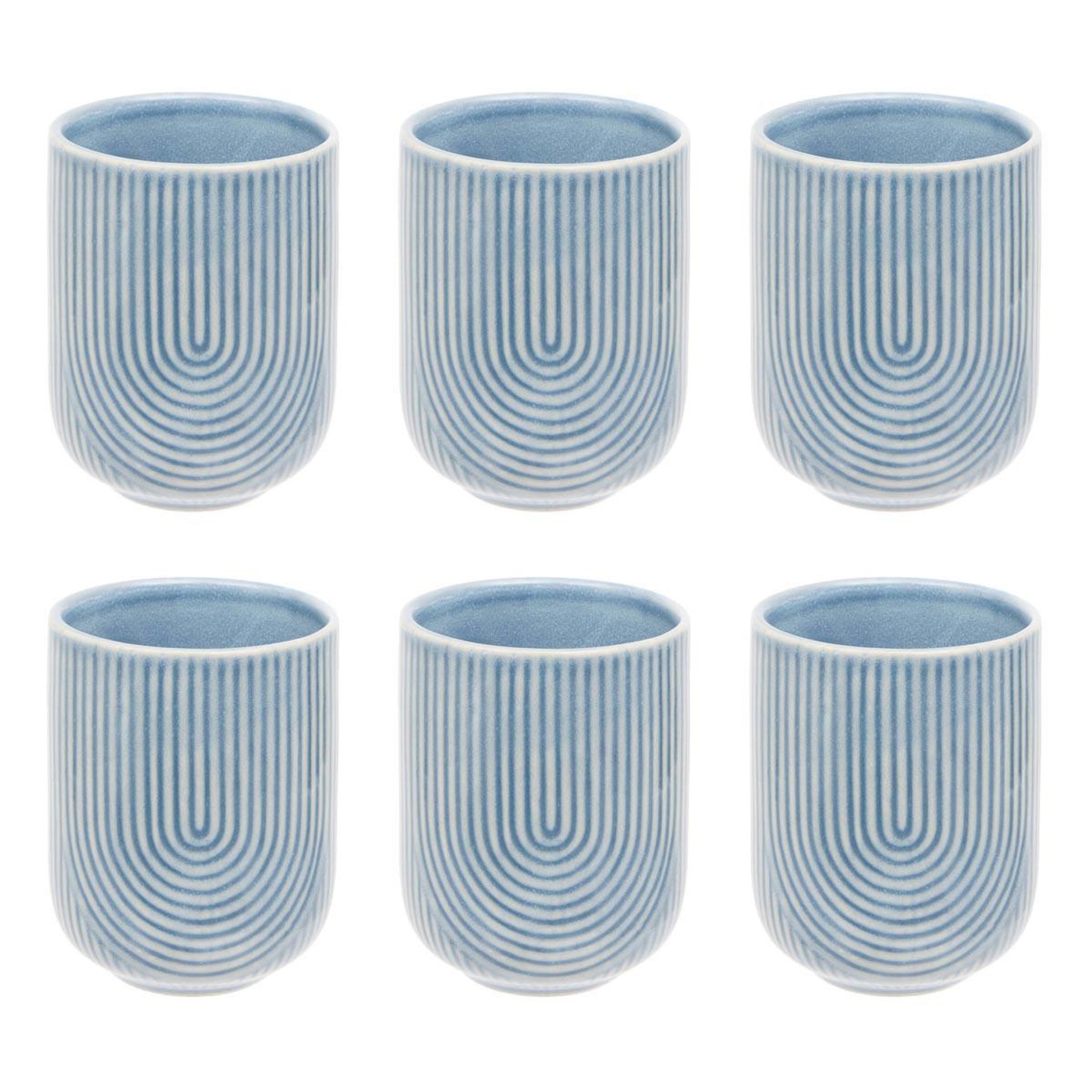 SECRET DE GOURMET Lot de 6 tasses en faïence  lya  20cl bleu