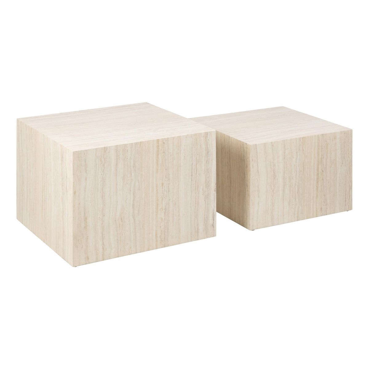 LISA DESIGN Pueblo - lot de 2 tables basses - effet travertin - 58 et 50 cm