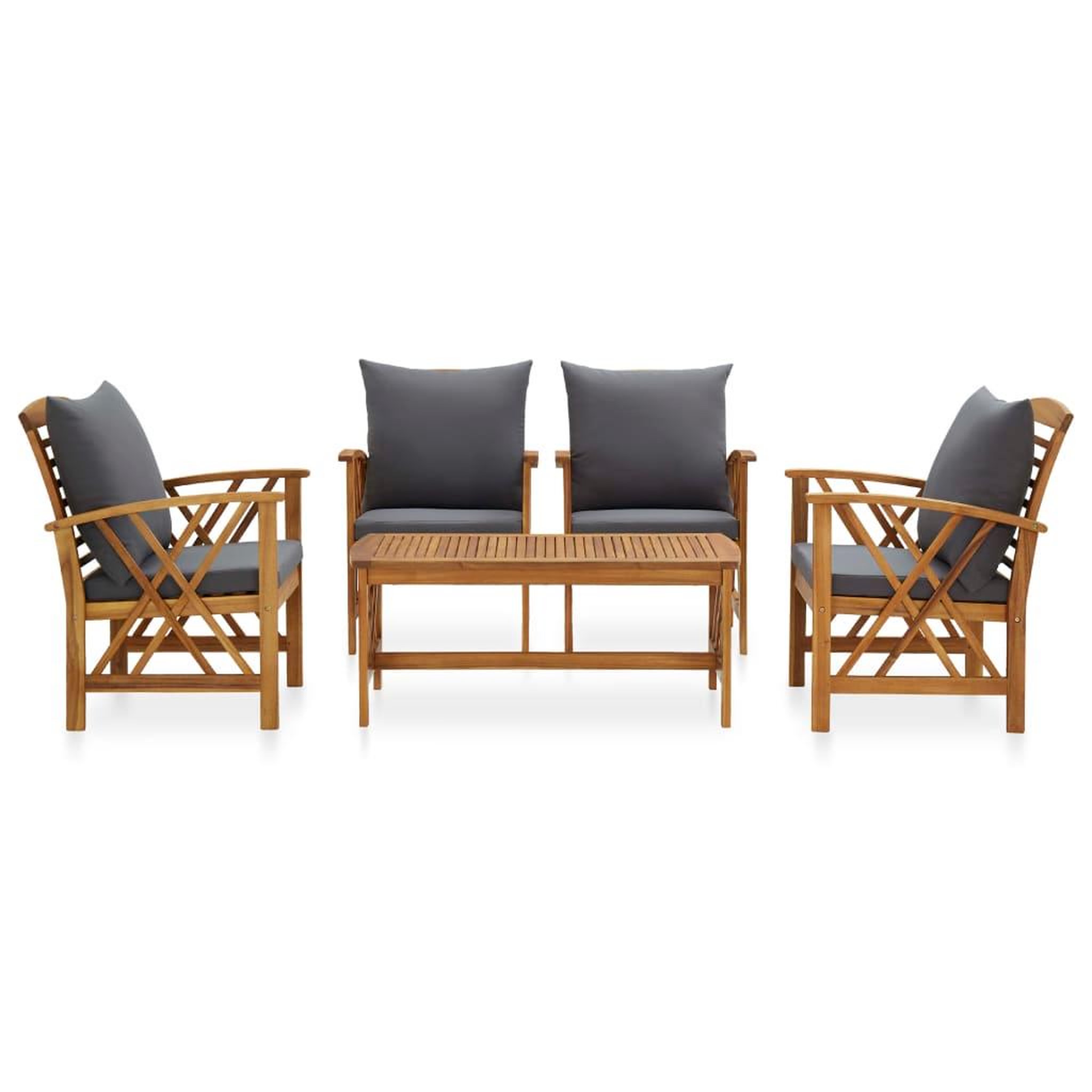 Voir la diapositive 2 : VIDAXL Salon de jardin 5 pcs avec coussins Bois d'acacia solide
