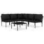 Voir la diapositive 2 : VIDAXL Salon de jardin 6 pcs avec coussins Noir PVC