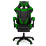 Voir la diapositive 5 : ID MARKET Fauteuil de gaming ALEX réglable avec repose-pied, coussin de tête et coussin lombaire noir et vert