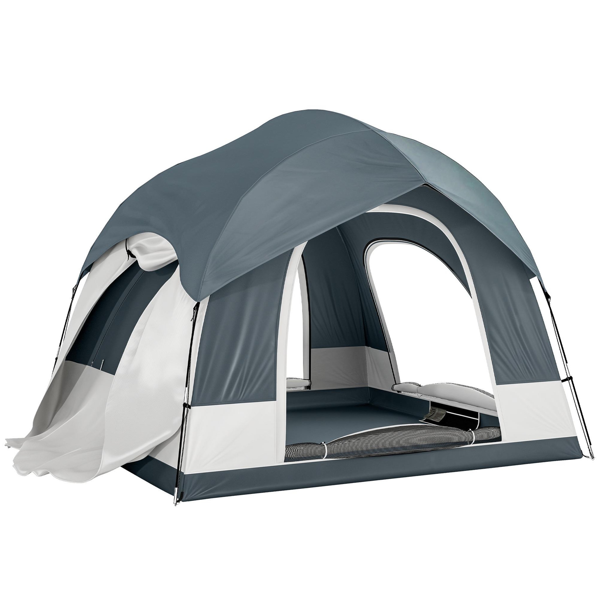 OUTSUNNY Tente de camping 2-4 personnes tente de voiture 2 en 1 bleu foncé