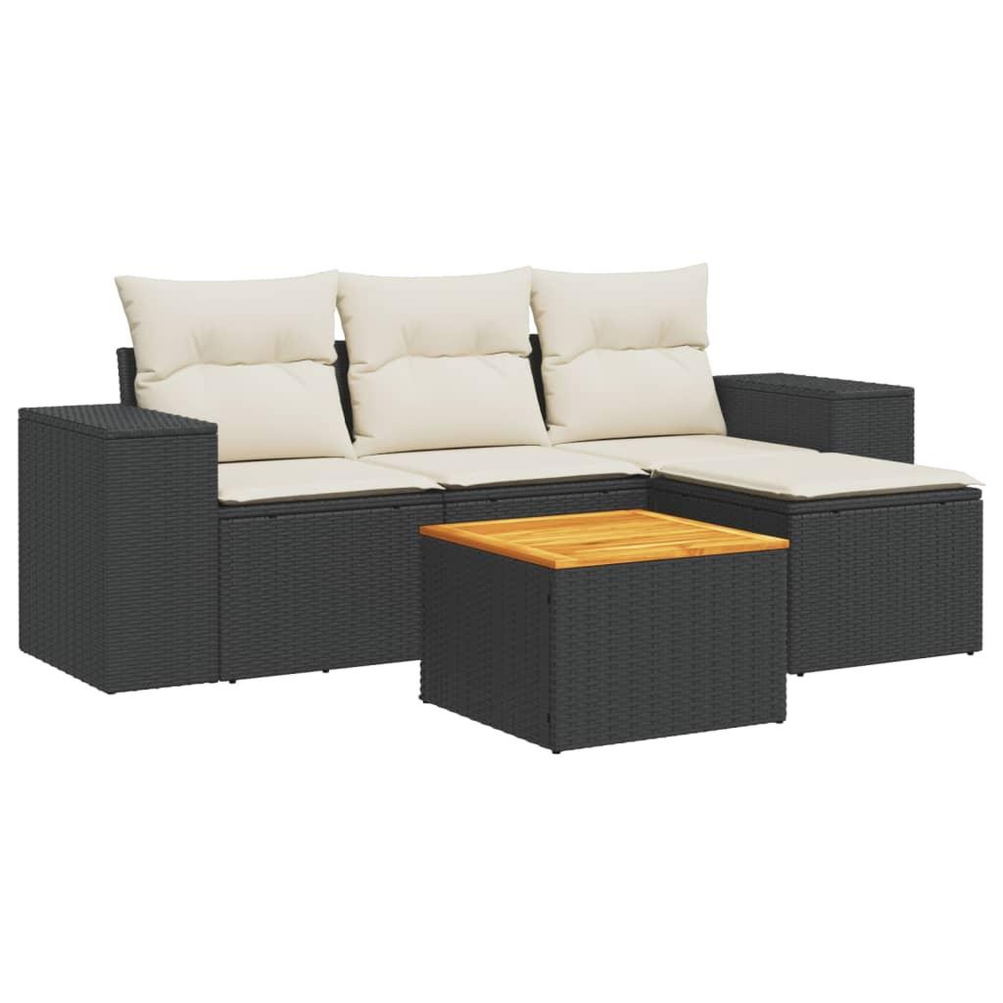 Voir la diapositive 2 : VIDAXL Salon de jardin 5 pcs avec coussins noir resine tressee