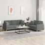 Voir la diapositive 1 : VIDAXL Ensemble de canapes 2 pcs coussins gris fonce tissu