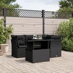 VIDAXL Salon de jardin 5 pcs avec coussins noir resine tressee