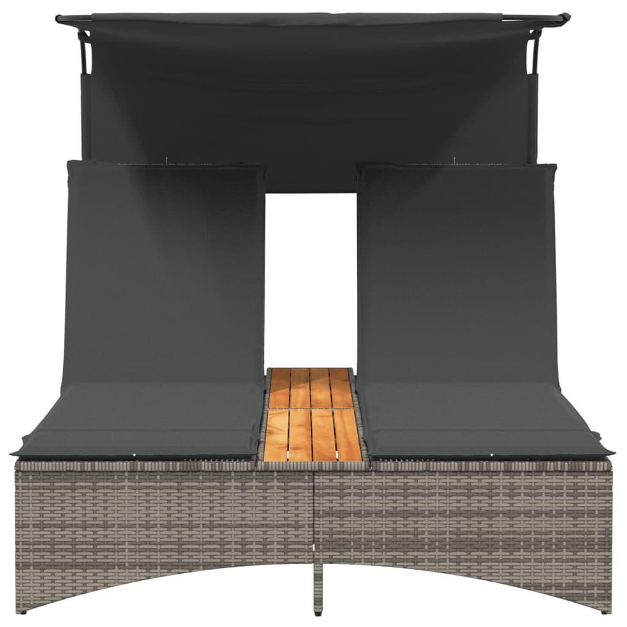 Voir la diapositive 5 : VIDAXL Chaise longue double et auvent et coussins gris resine tressee