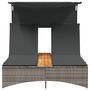 Voir la diapositive 5 : VIDAXL Chaise longue double et auvent et coussins gris resine tressee