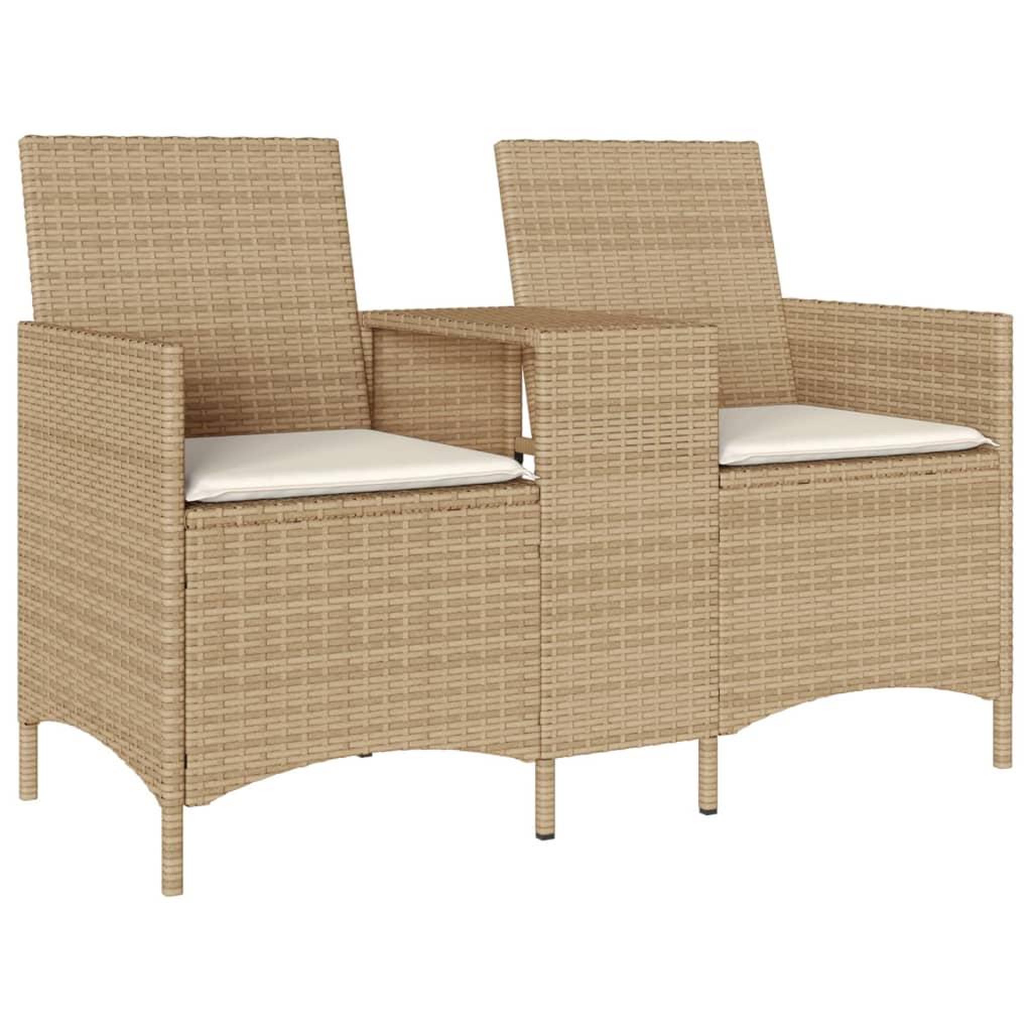 Voir la diapositive 2 : VIDAXL Canape de jardin 2 places avec table et coussins resine tressee
