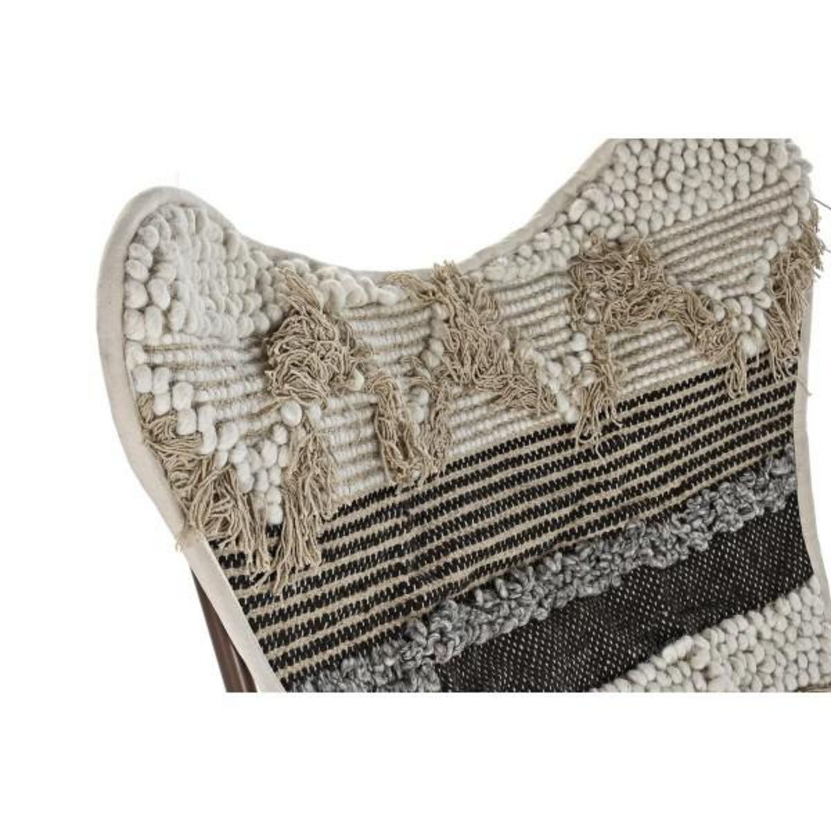 MARKET24 Chaise de jardin DKD Home Decor Noir Marron Coton Fer (74 x 65 x 90 cm)