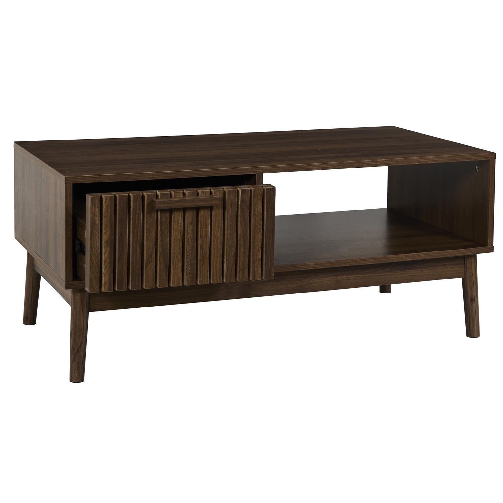 Voir la diapositive 4 : The Home Deco Factory Table basse 1 tiroir et 1 niche effet bois foncé saulk - marron