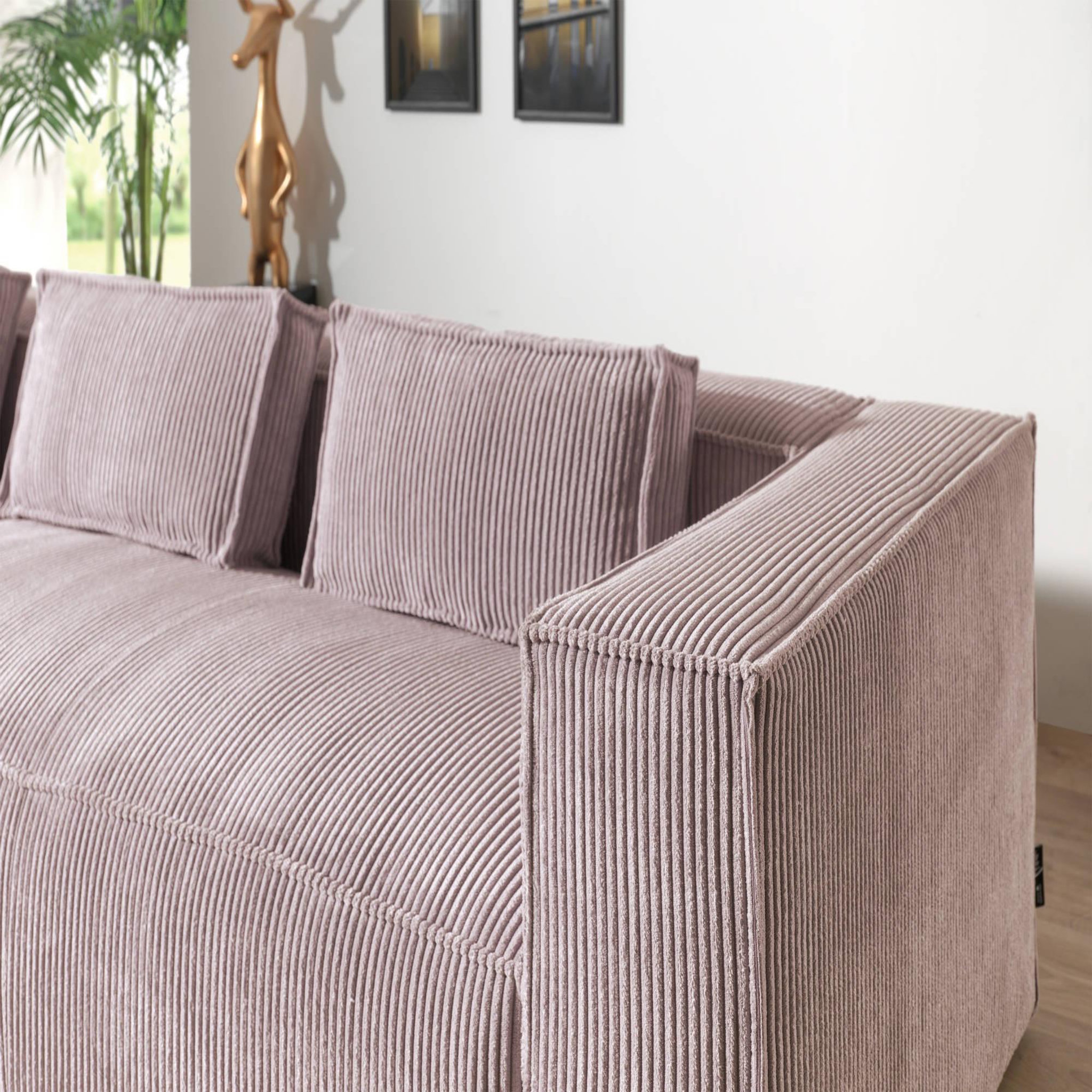 Voir la diapositive 4 : LISA DESIGN Stella - canapé d'angle - en velours côtelé - 4 places -style contemporain - gauche
