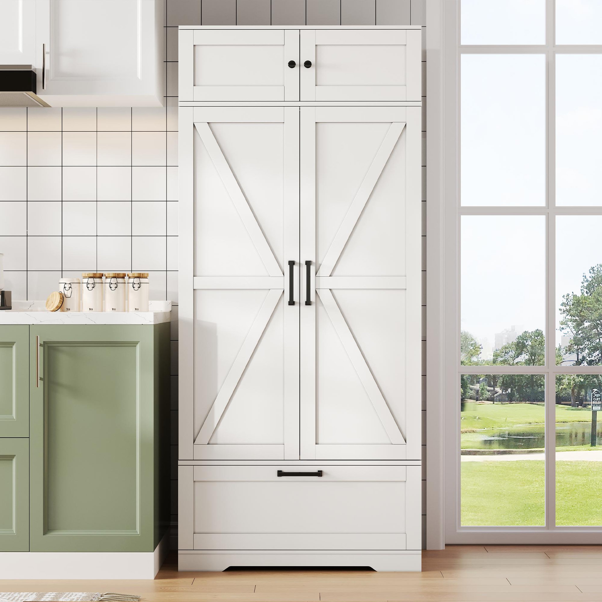 Voir la diapositive 2 : MERAX Buffet de cuisine 4 portes 1 tiroir - 80 cm blanc mdf