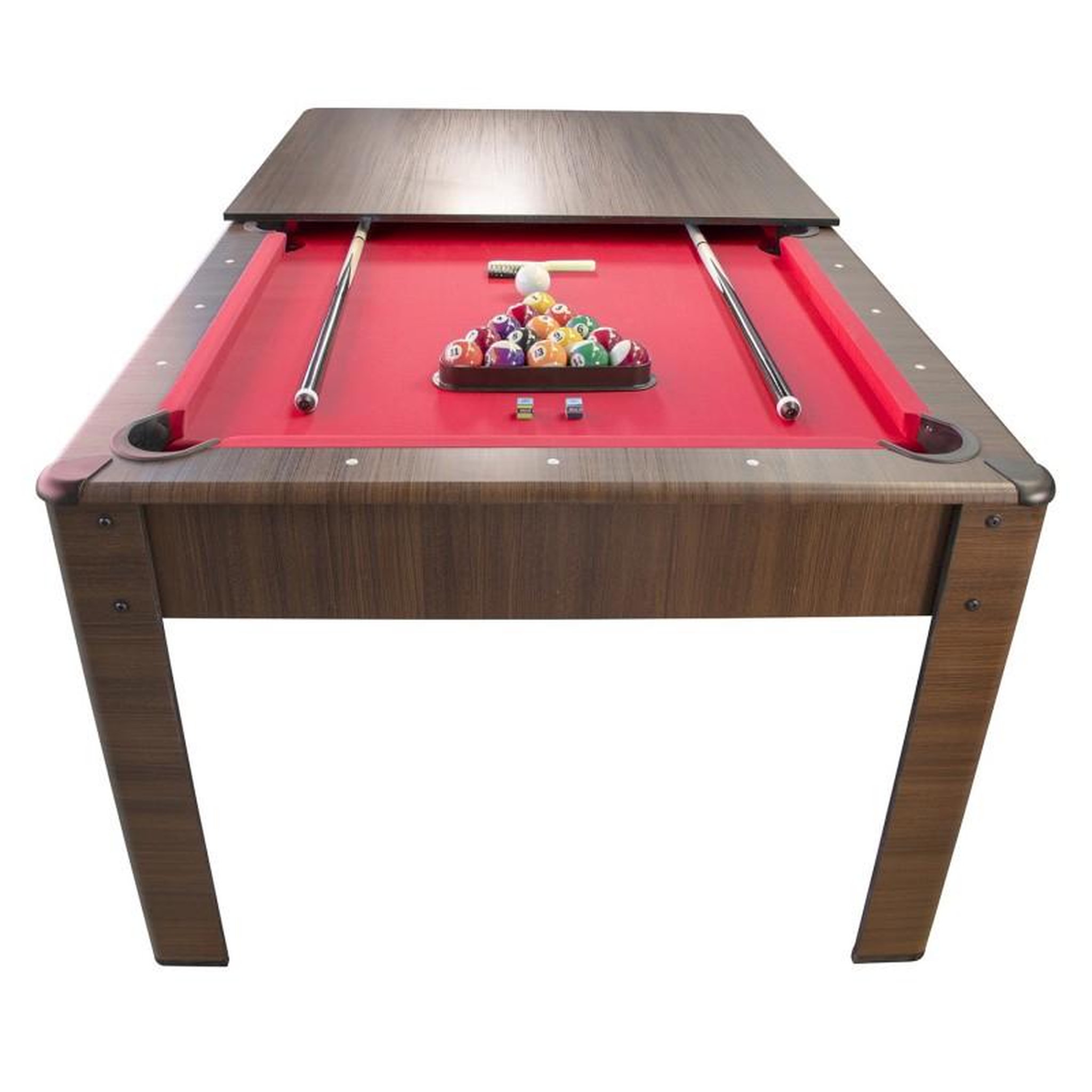 Voir la diapositive 1 : PLAY4FUN Billard Américain HARMONY 6Ft - 206,5 x 116,5 x 80 cm avec accessoires et plateau dînatoire - Couleur Chêne