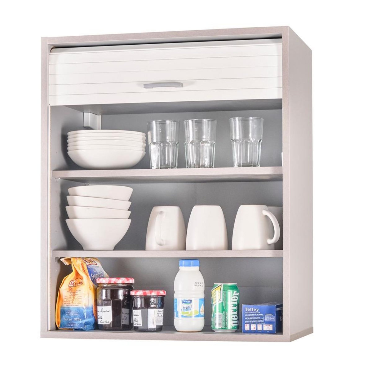 Rangement de cuisine à rideau coloris aluminium L60 cm - COOKING