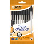 BIC Lot de 10 stylos bille pointe moyenne noir CRISTAL ORIGINAL