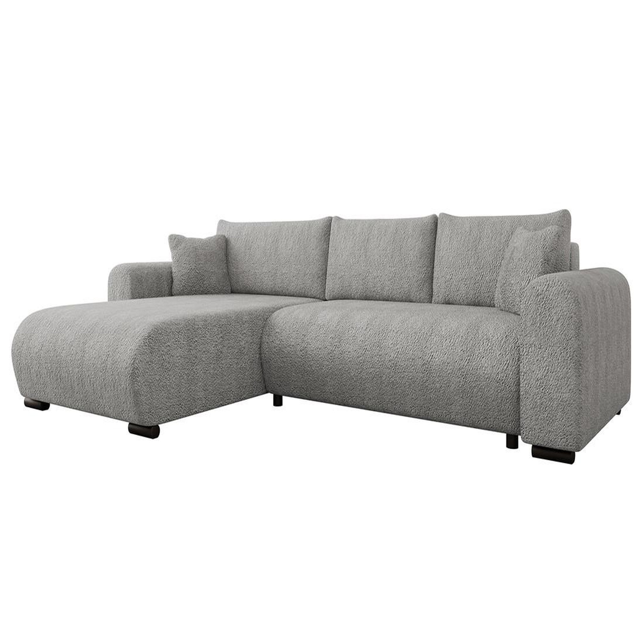 Voir la diapositive 1 : BEST MOBILIER Rosalie - canapé d'angle réversible 4 places convertible avec coffre en tissu bouclette
