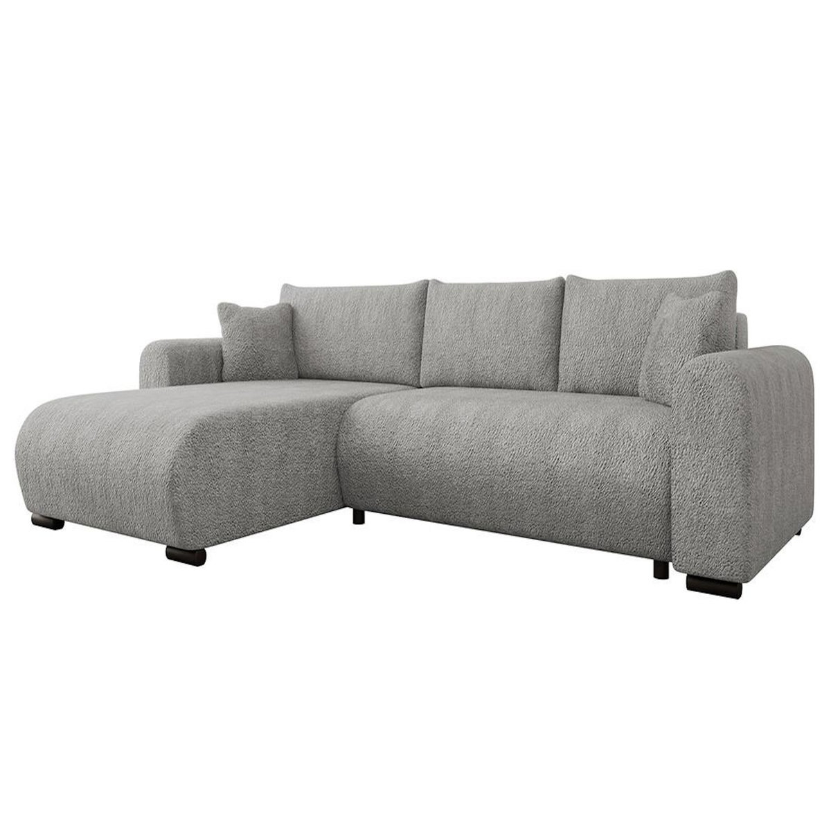 BEST MOBILIER Rosalie - canapé d'angle réversible 4 places convertible avec coffre en tissu bouclette