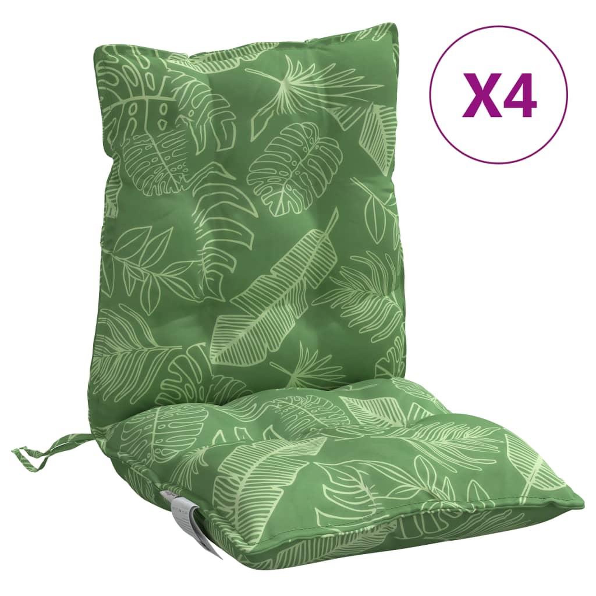 Voir la diapositive 2 : VIDAXL Coussins de chaise a dossier bas lot de 4 modele de feuille