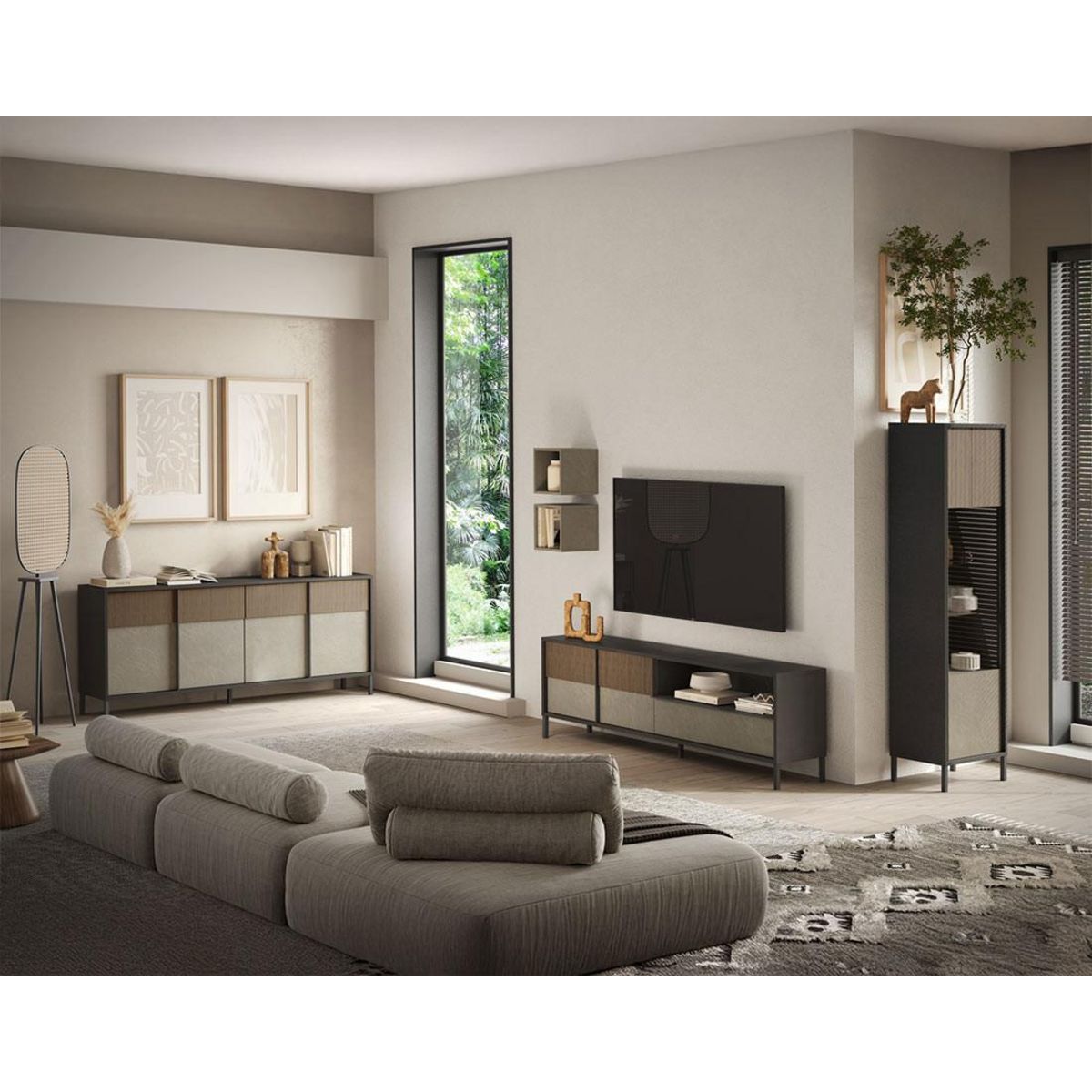 BEST MOBILIER Jules - vitrine - 1 porte - 55x203 cm