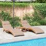 Voir la diapositive 3 : VIDAXL Chaises longues avec coussins lot de 2 taupe bois massif acacia