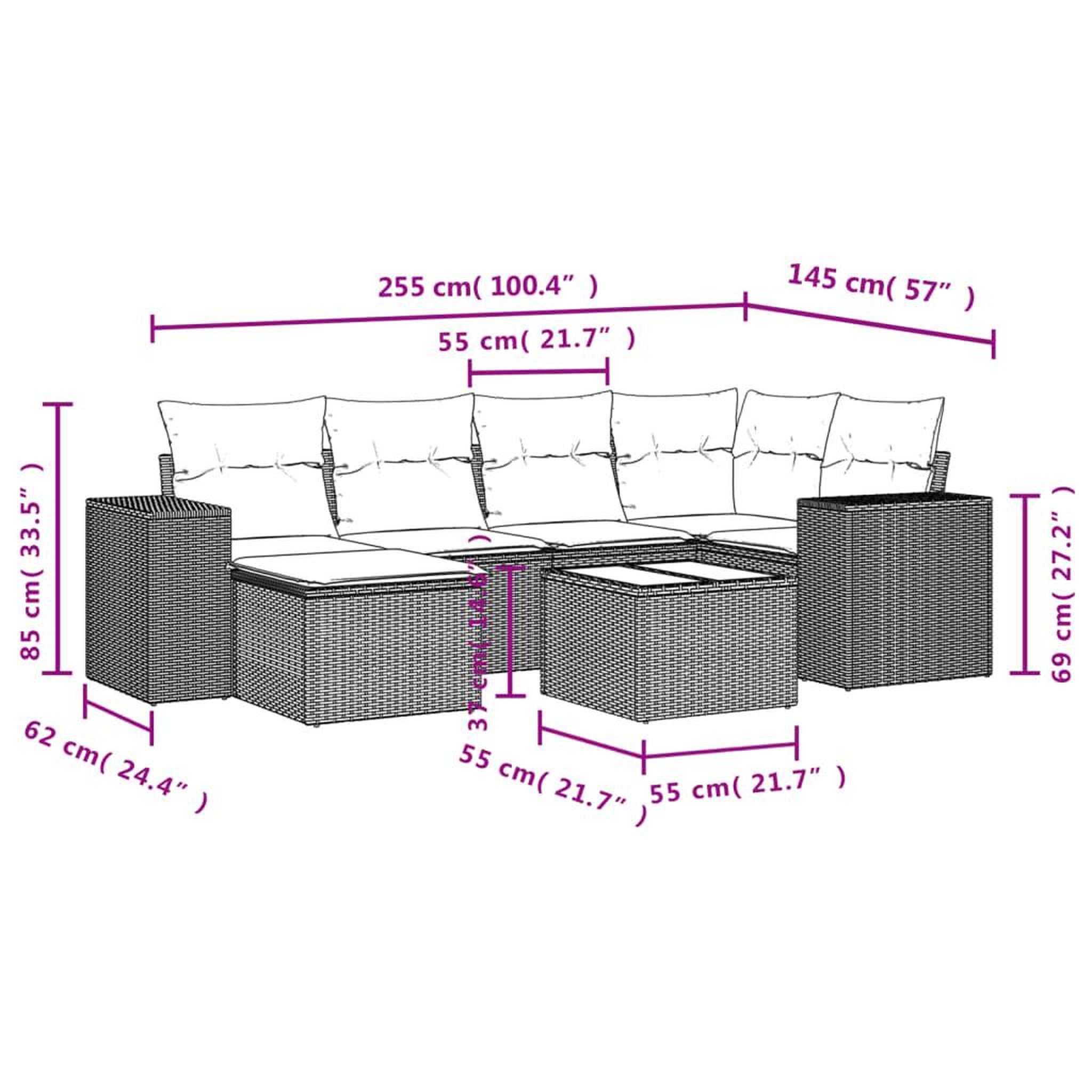 Voir la diapositive 4 : VIDAXL Salon de jardin 7 pcs avec coussins noir resine tressee