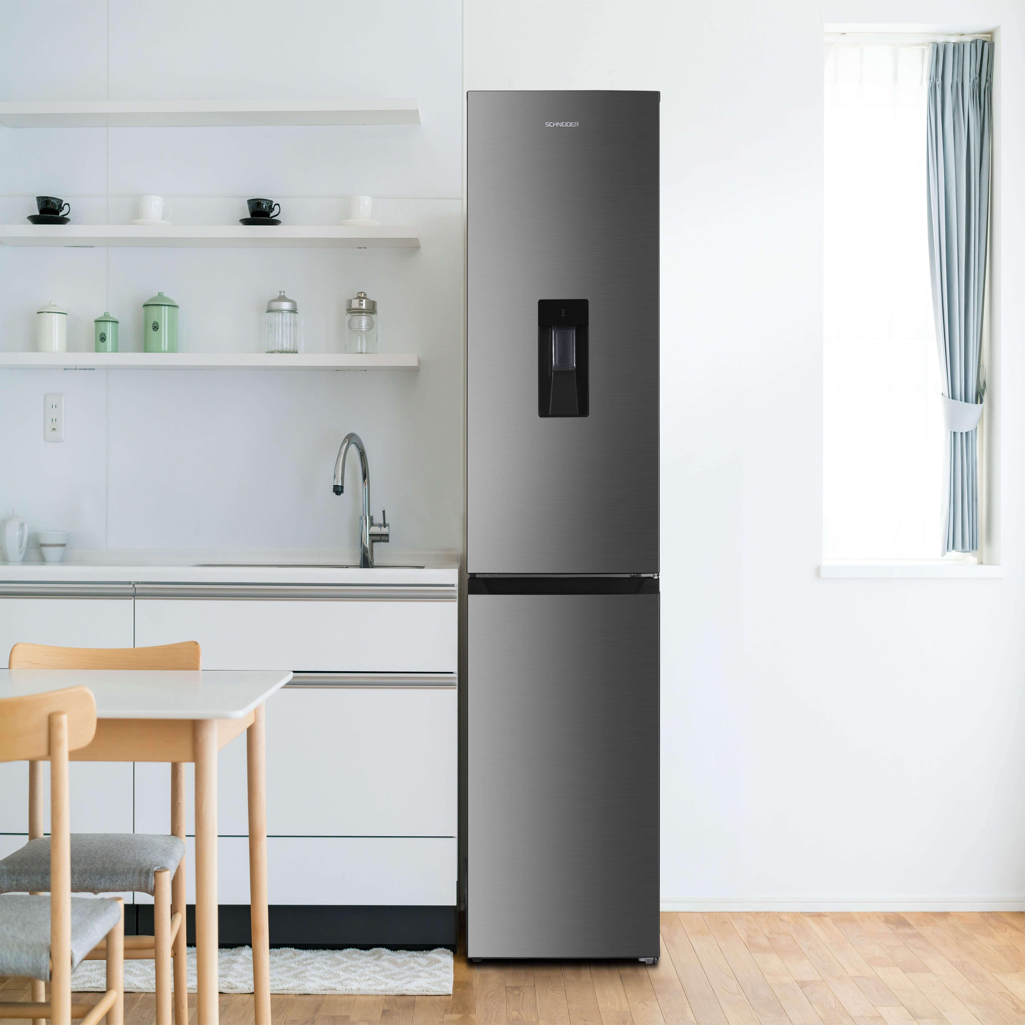 Voir la diapositive 2 : SCHNEIDER Réfrigérateur combiné 325L Inox - SCCB325HNFWD-XE