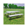 Voir la diapositive 2 : Habitat et Jardin Ensemble Table de jardin pliante + 2 Bancs pliants   Foldy  - Blanc
