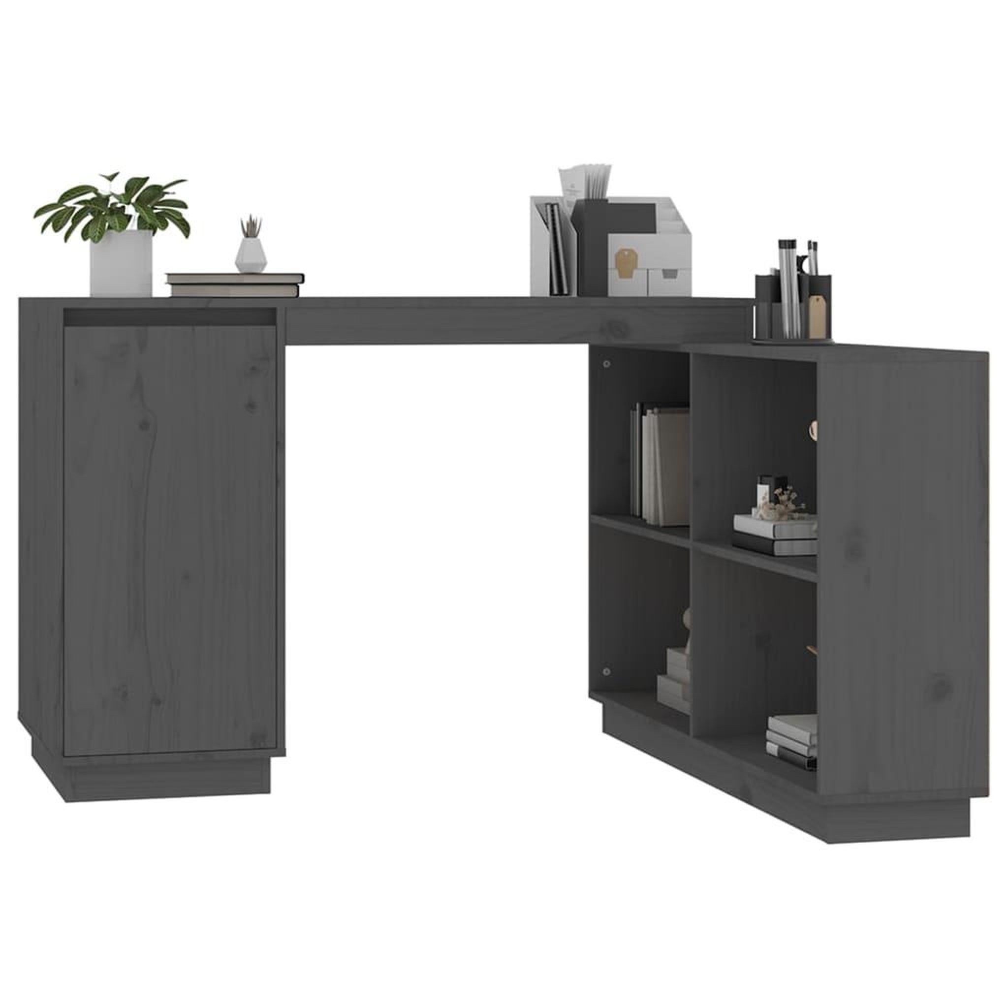 Voir la diapositive 4 : VIDAXL Bureau Gris 110x50x75 cm Bois massif de pin