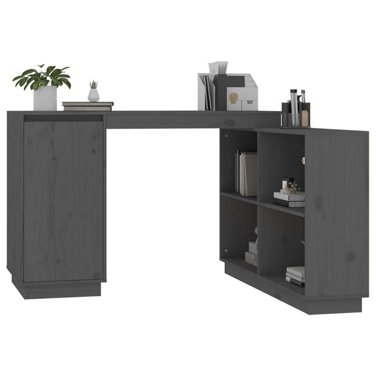 VIDAXL Bureau Gris 110x50x75 cm Bois massif de pin