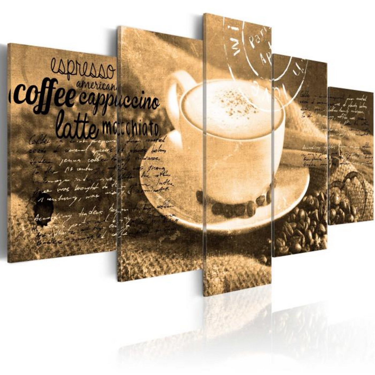 Paris Prix Tableau  Coffe Espresso Cappuccino Latte Machiato ... Sepia
