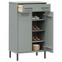 Voir la diapositive 3 : VIDAXL Etagere a chaussures et pieds en metal Gris Bois de pin OSLO
