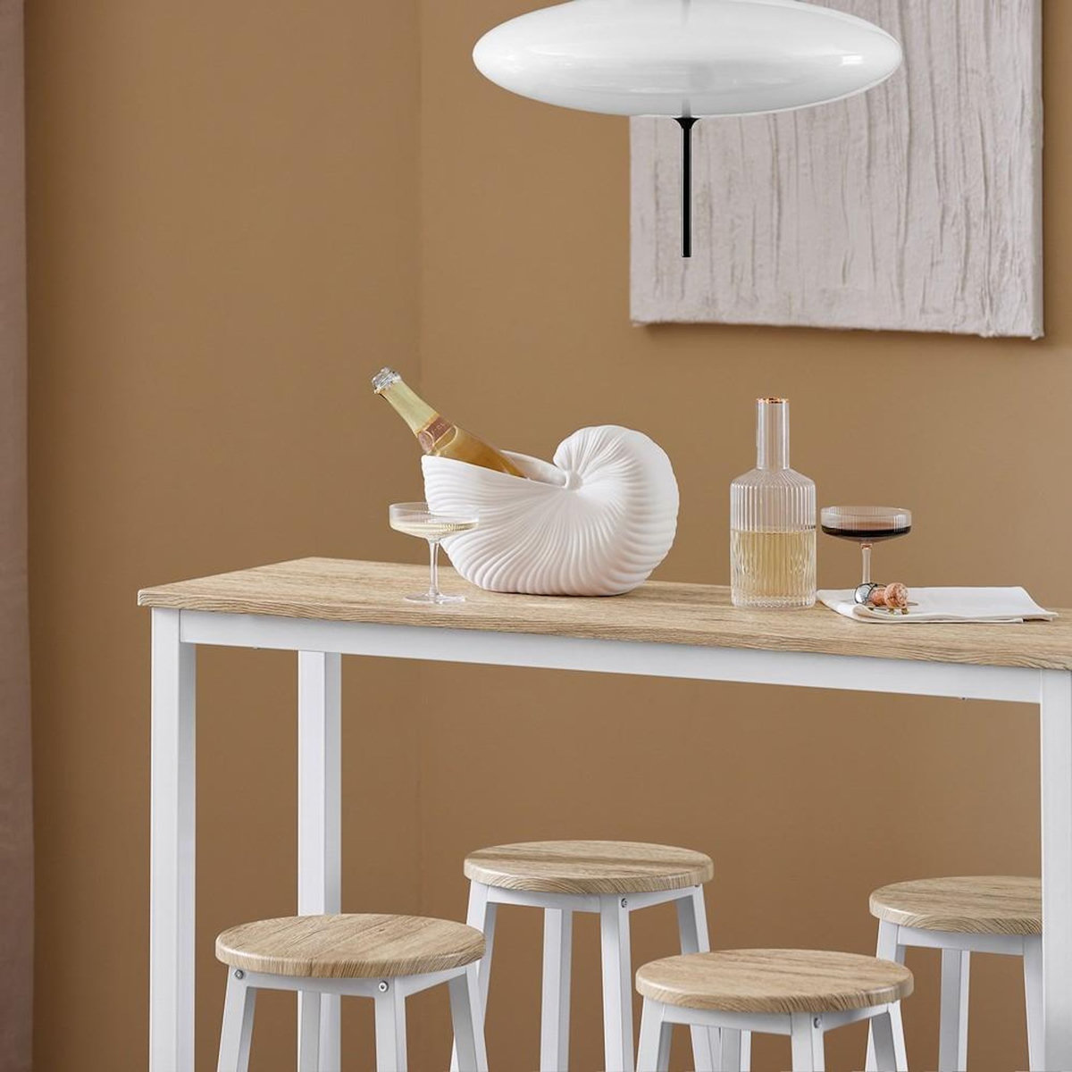 SOBUY SoBuy - Ensemble de table avec 4 tabourets à repose-pieds - Industriel - OGT22