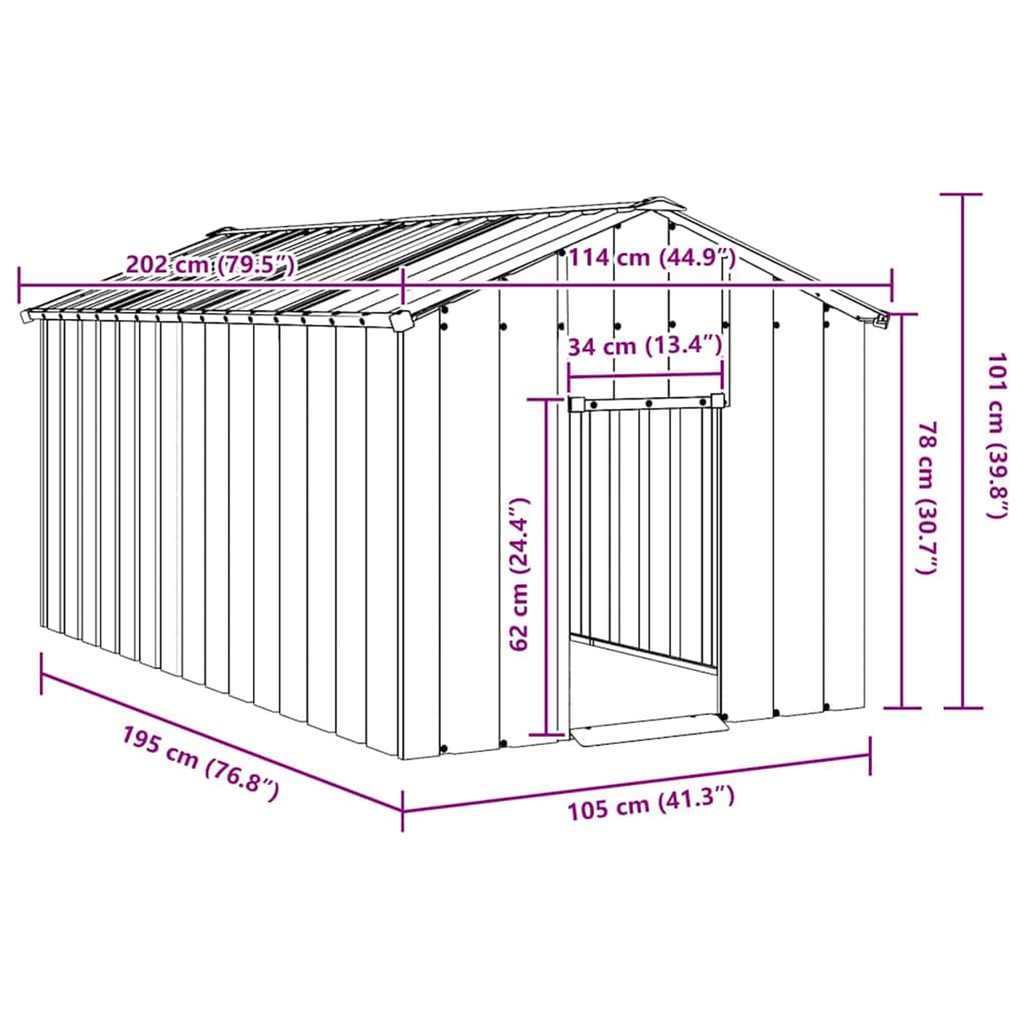 Voir la diapositive 6 : VIDAXL Niche pour chien avec toit noir 114x202x101 cm acier galvanise