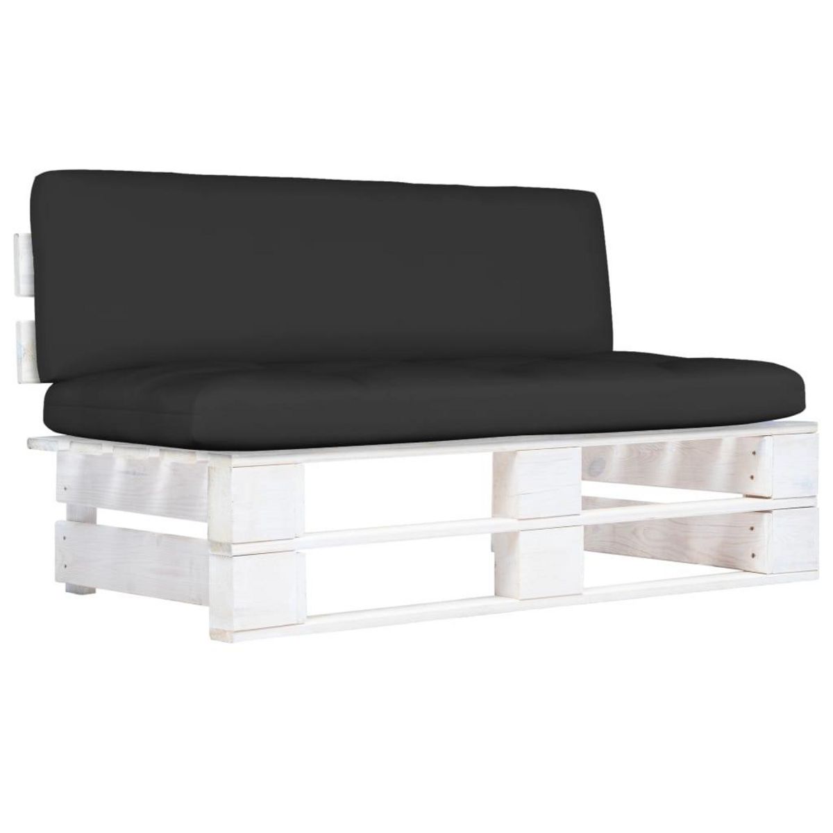 VIDAXL Canape central palette de jardin Blanc Bois de pin impregne