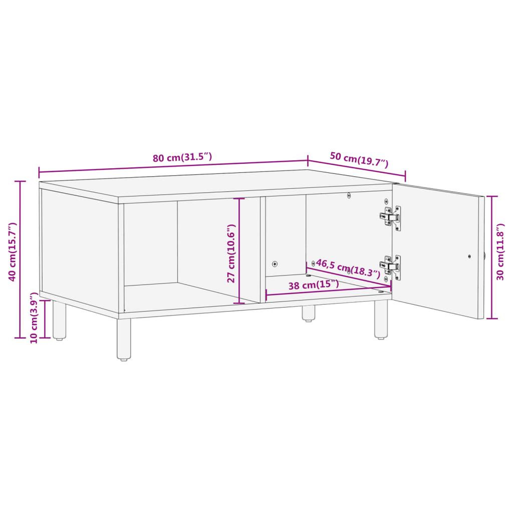 Voir la diapositive 6 : VIDAXL Table basse 80x50x40 cm bois de manguier massif