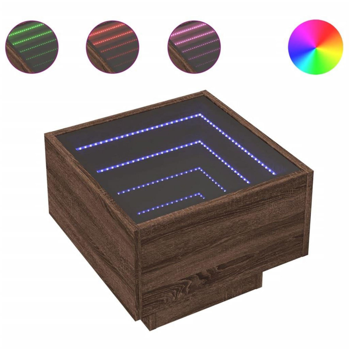 VIDAXL Table d'appoint et LED chene marron 40x40x30 cm bois ingenierie