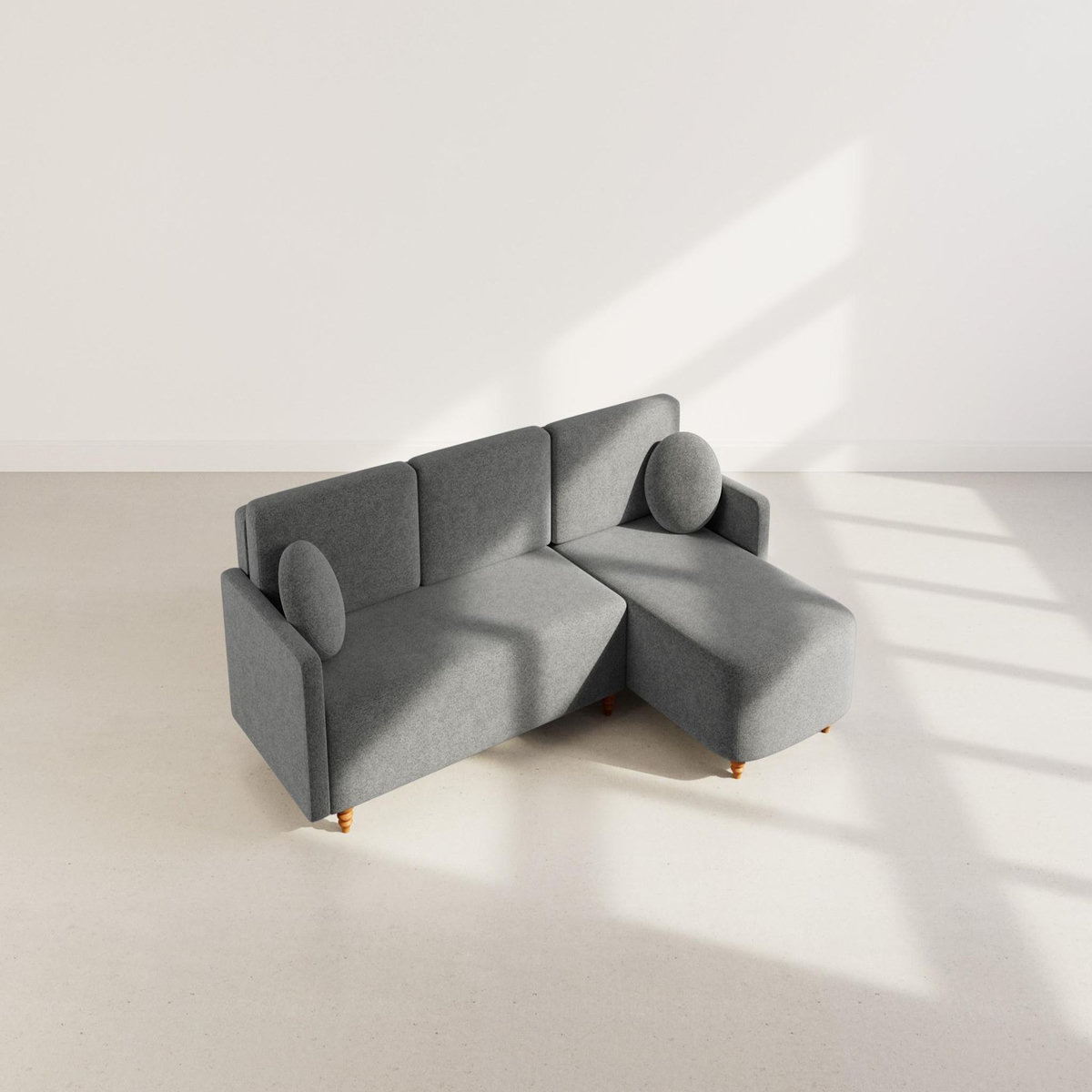 BEST MOBILIER Calypso - canapé d'angle réversible 4 places convertible avec coffre en tissu