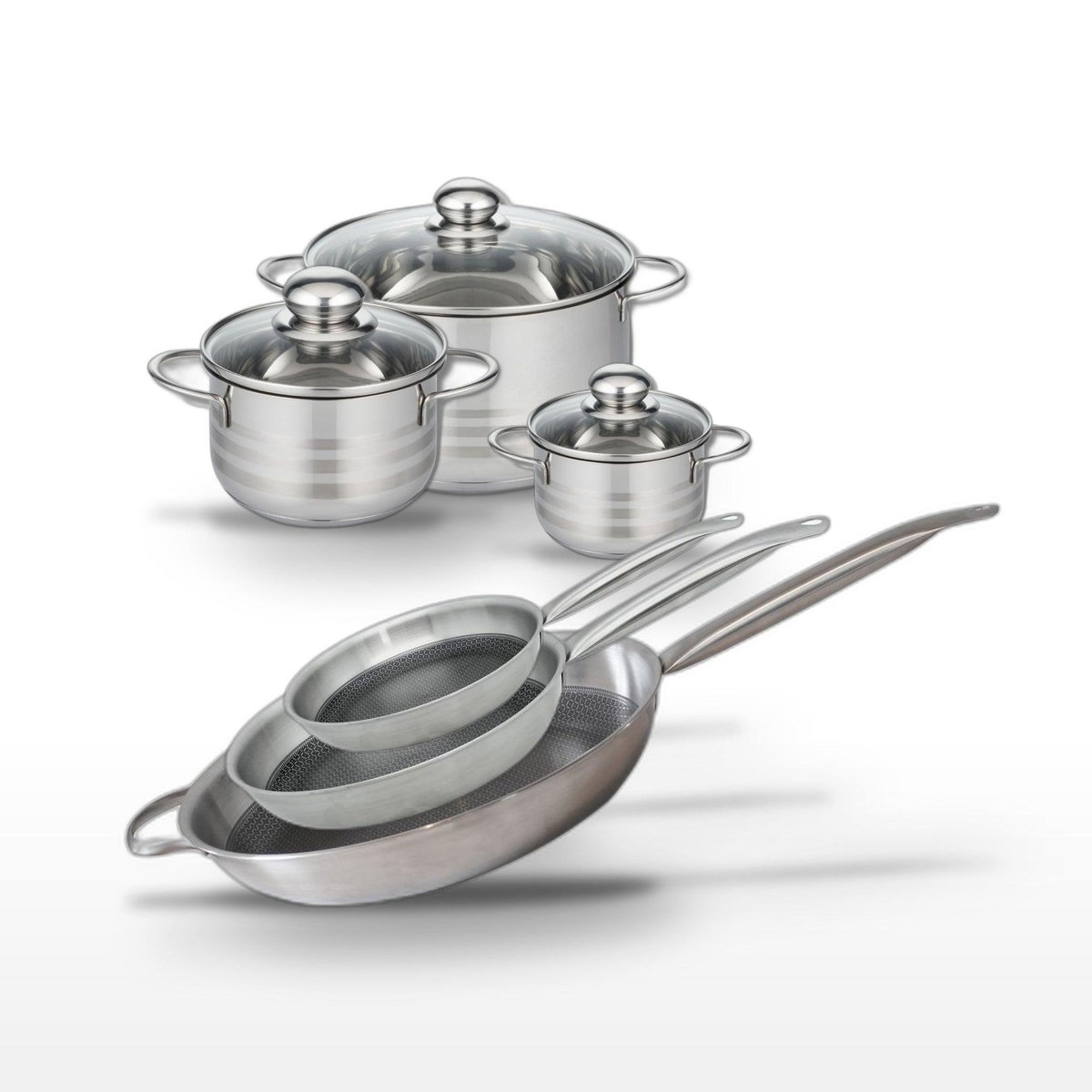 ELO Lot 3 Faitouts 12/16/24cm et 3 Poêles 24/28/32cm Elo Relief Solution