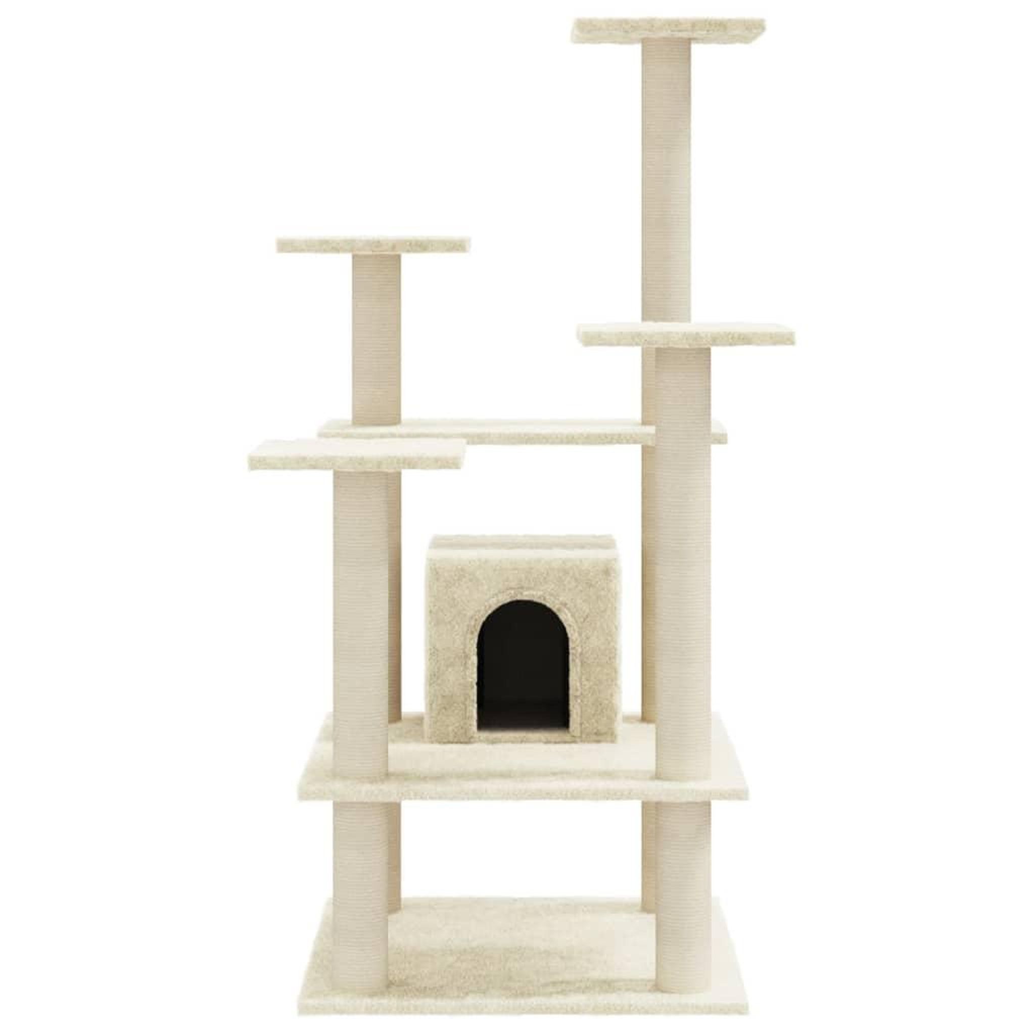 Voir la diapositive 4 : VIDAXL Arbre a chat avec griffoirs en sisal Creme 110 cm