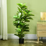 Voir la diapositive 4 : HOMCOM Ficus Lutea artificiels 1,10H m - lot de 2 ficus artificiels - 90 feuilles réalistes par pied - pot inclus noir vert