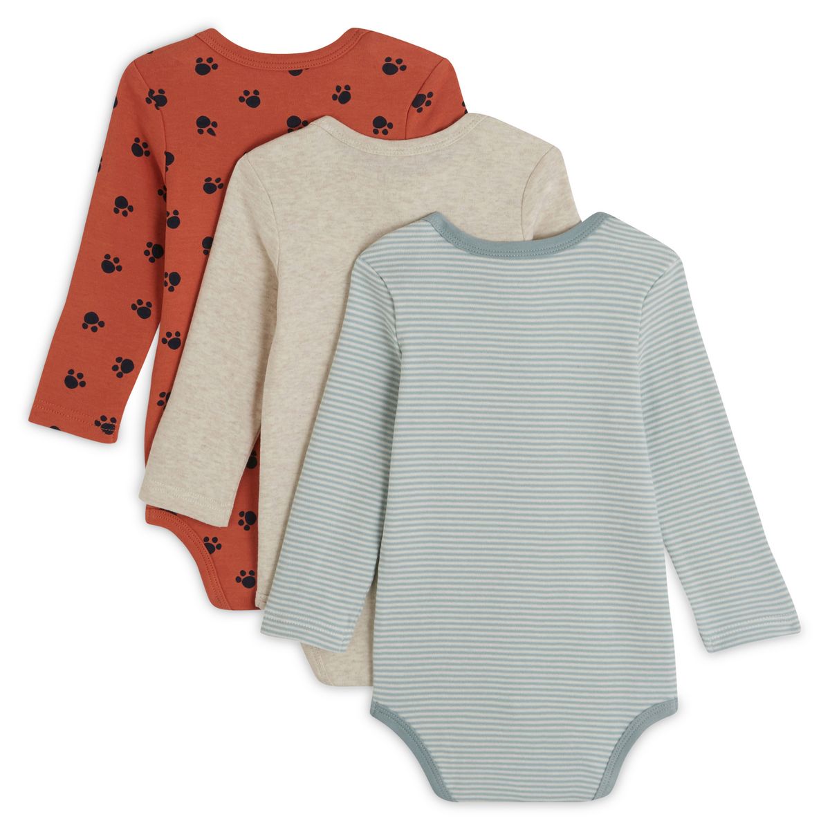 INEXTENSO Lot de 3 bodies manches longues ours bébé garçon