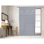 SOLEIL D'OCRE Rideau à nouettes brodé en coton 135x250 cm EMILIE gris, par Soleil d'ocre